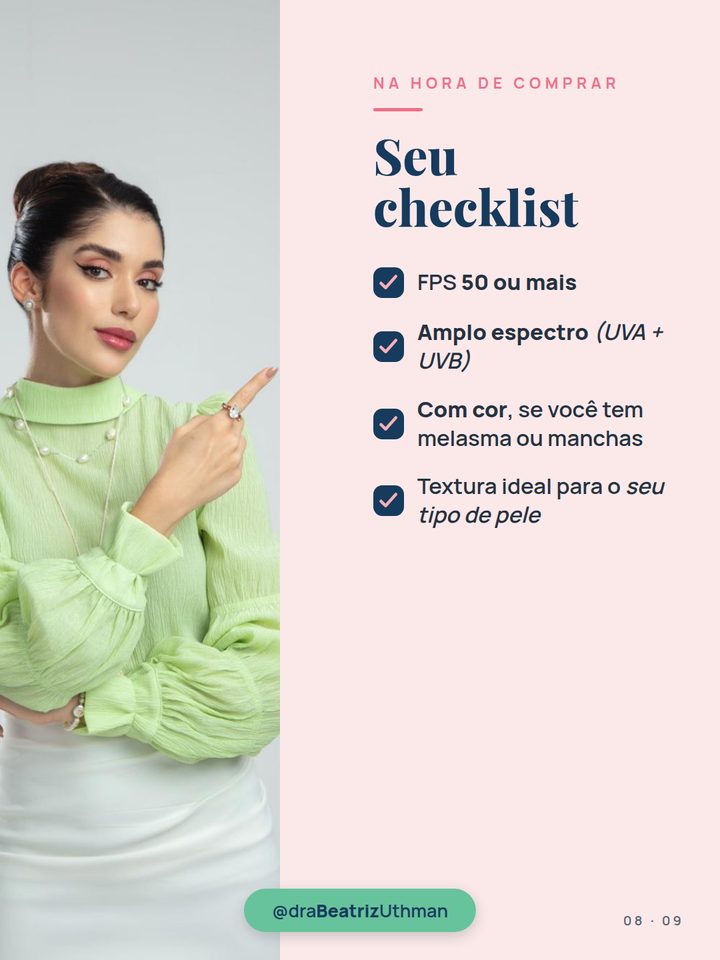 Checklist do protetor solar