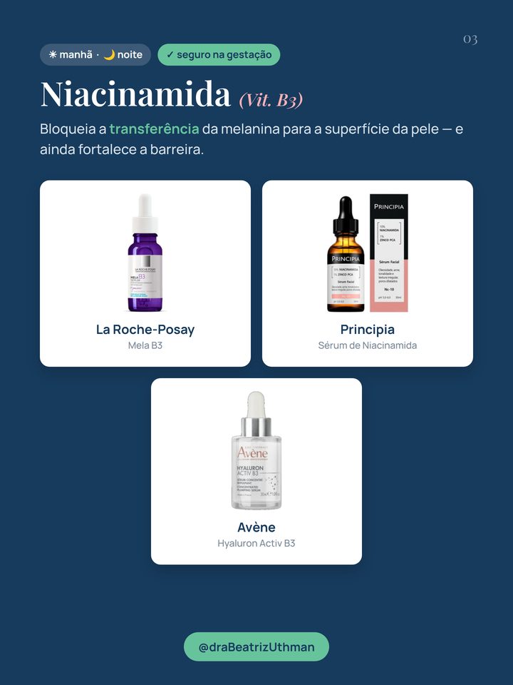 Produtos com niacinamida indicados pela Dra. Beatriz