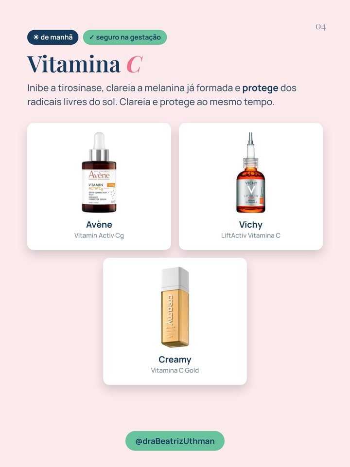 Produtos com vitamina C indicados pela Dra. Beatriz